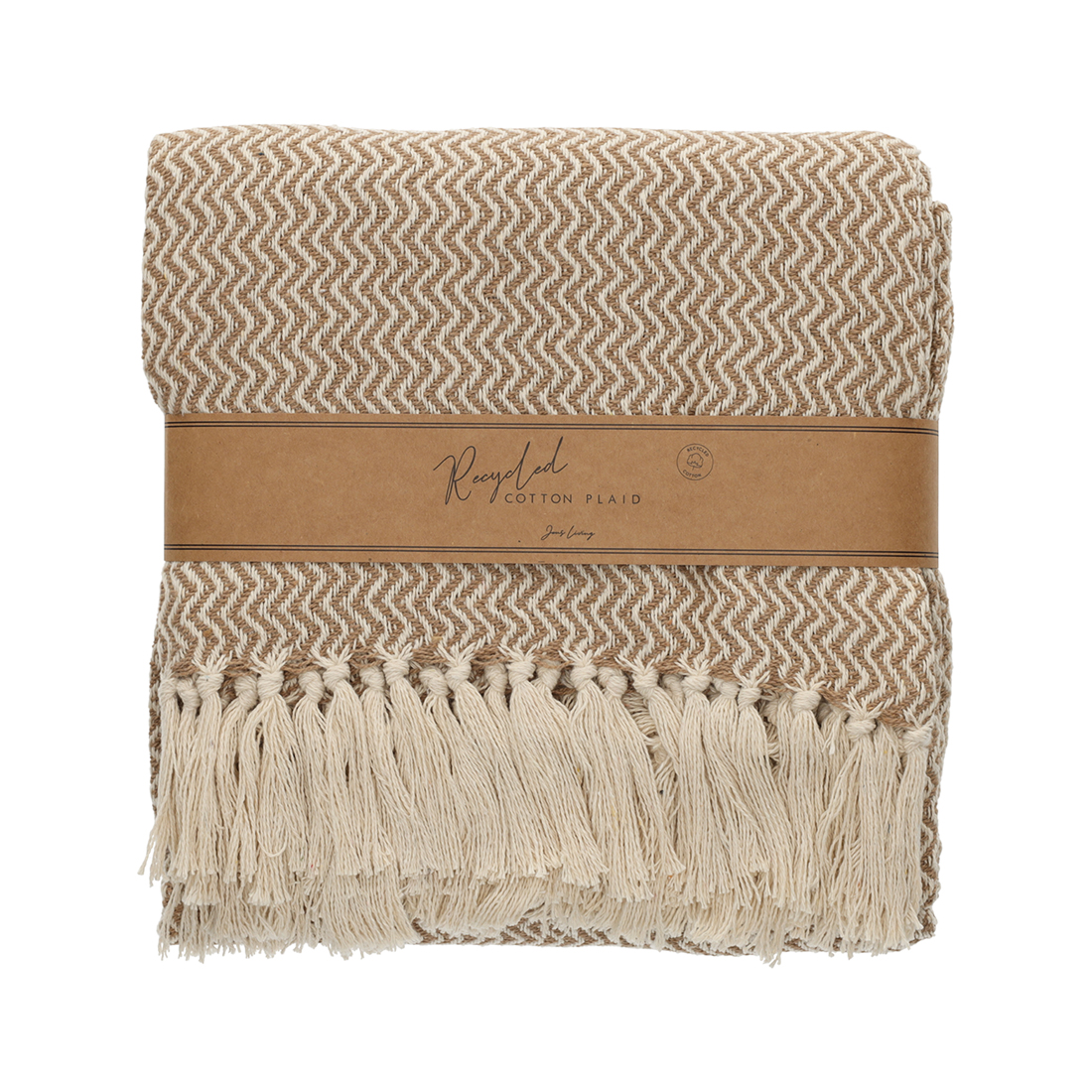 JENS Living Recycled Cotton Plaid Visgraat Beige (25384)