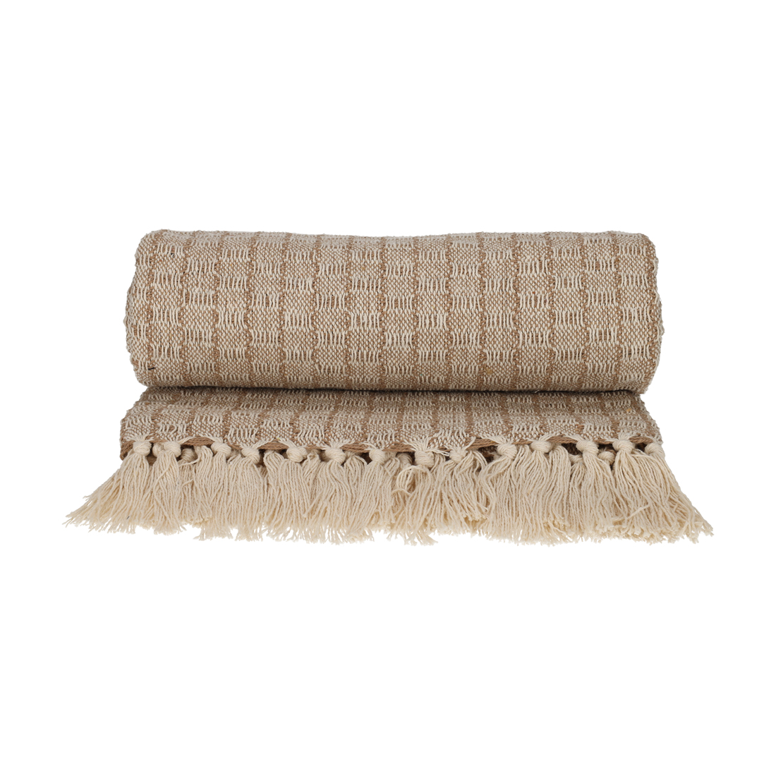 JENS Living Recycled Cotton Plaid Senn Beige (25391)