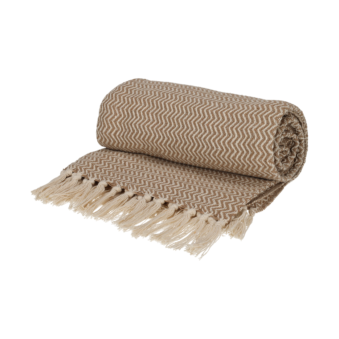 JENS Living Recycled Cotton Plaid Visgraat Beige (25384)