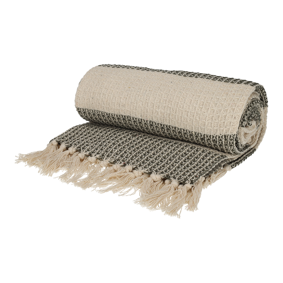 JENS Living Recycled Cotton Plaid Noa Groen (25381)