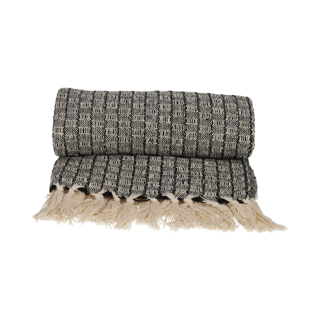 JENS Living Recycled Cotton Plaid Senn Zwart (25394)