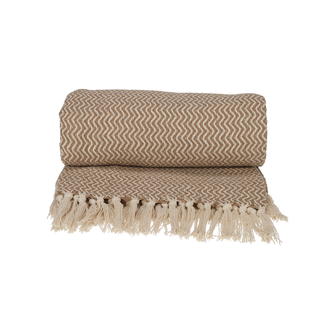 JENS Living Recycled Cotton Plaid Visgraat Beige (25384)