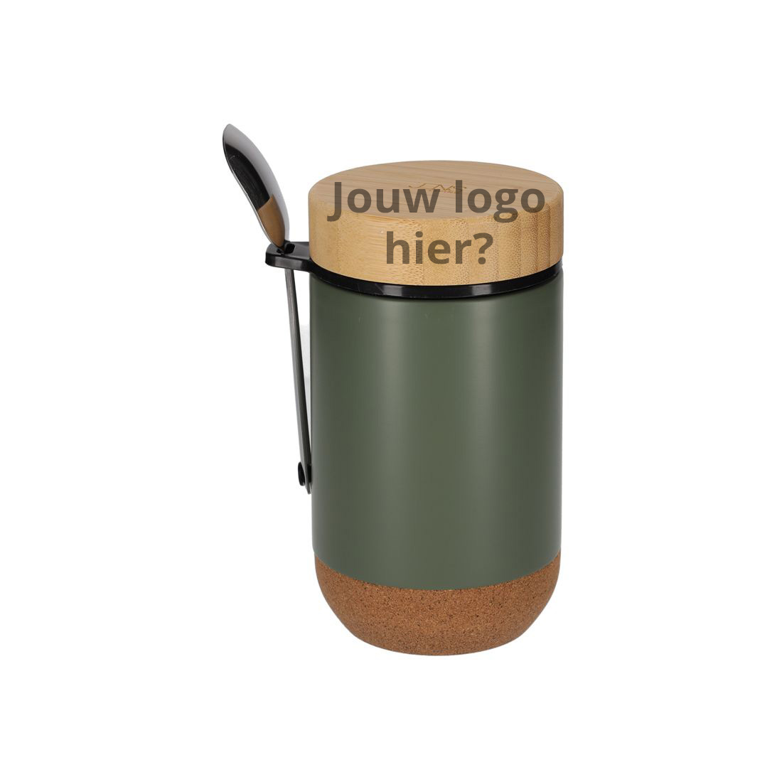 JENS Living Thermo Beker met Lepel Jake Groen met logo (25349)